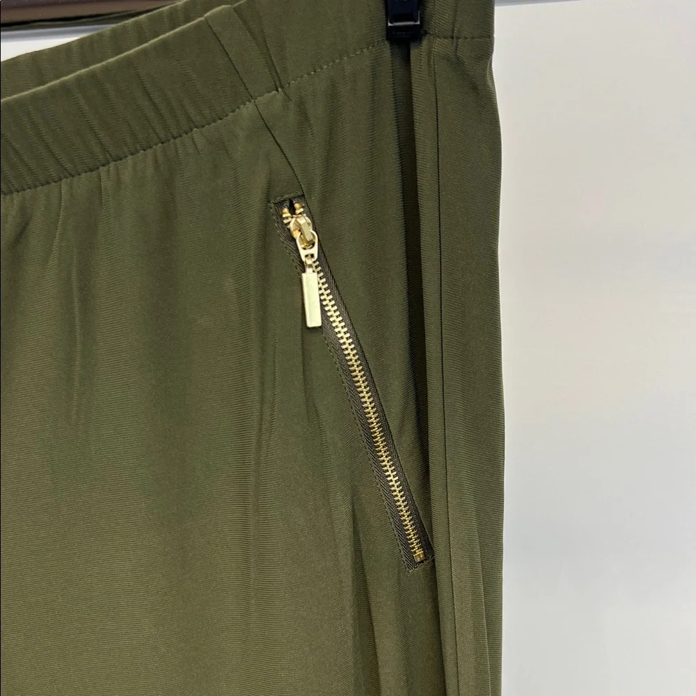 Nina Leonard Chic Green Women's Dressy Joggers with Gold zippers Size 1X